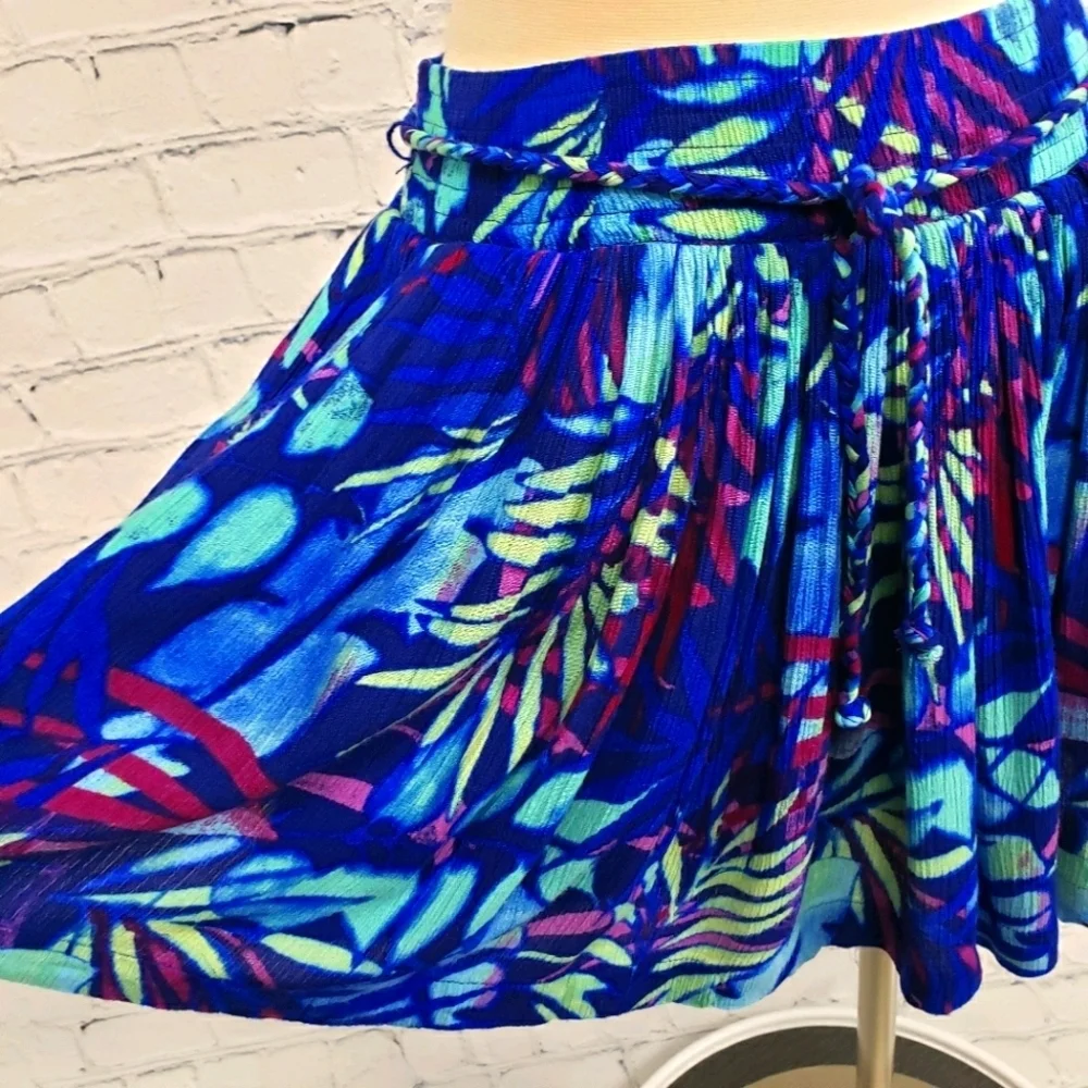 Y2K Aeropostale Blue Tropical Leaf Hawaiian Pocket Skirt Women's Size M